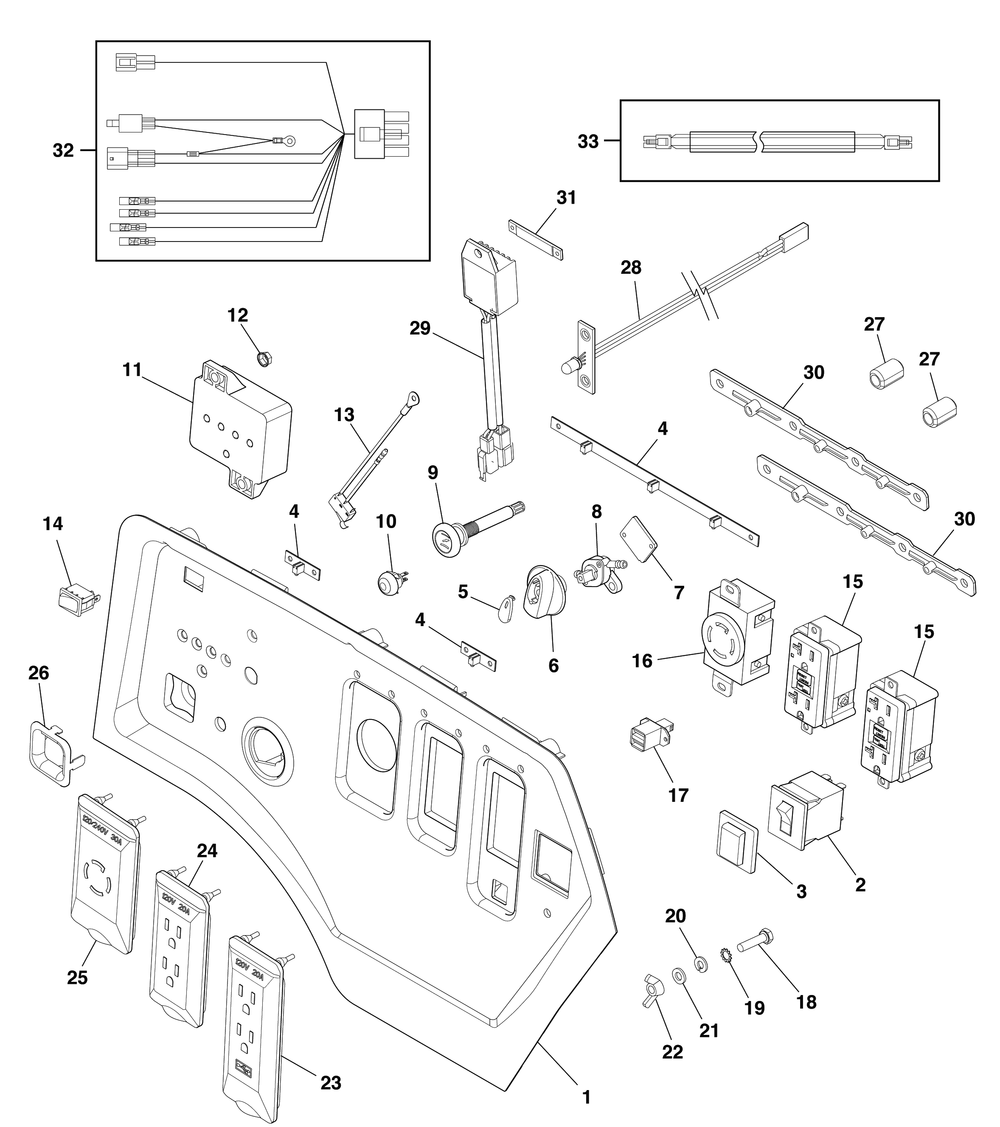 Control Panel Diagram and Parts List for 030761-00  Briggs and Stratton Generator